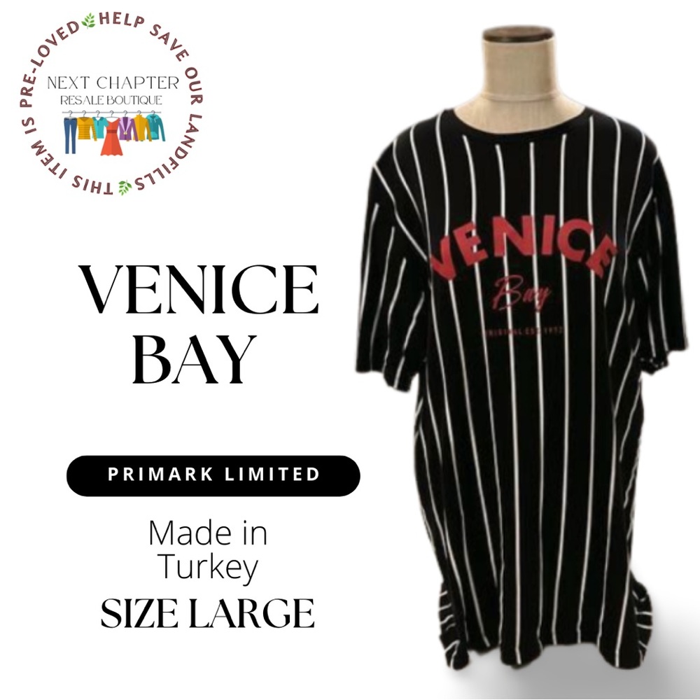 Venice Bay black and white stripped shirt from Primark. Size Large